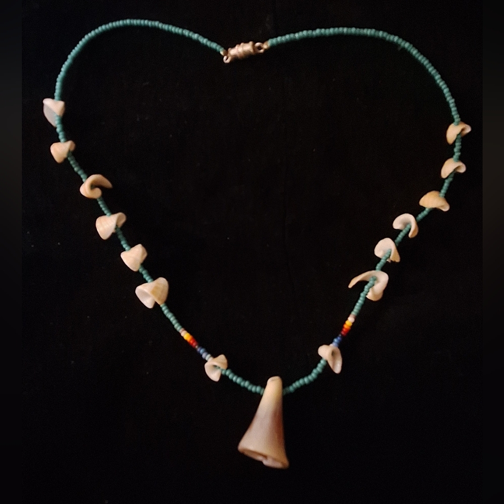 Handmade Turquoise and Shell Beaded Necklace